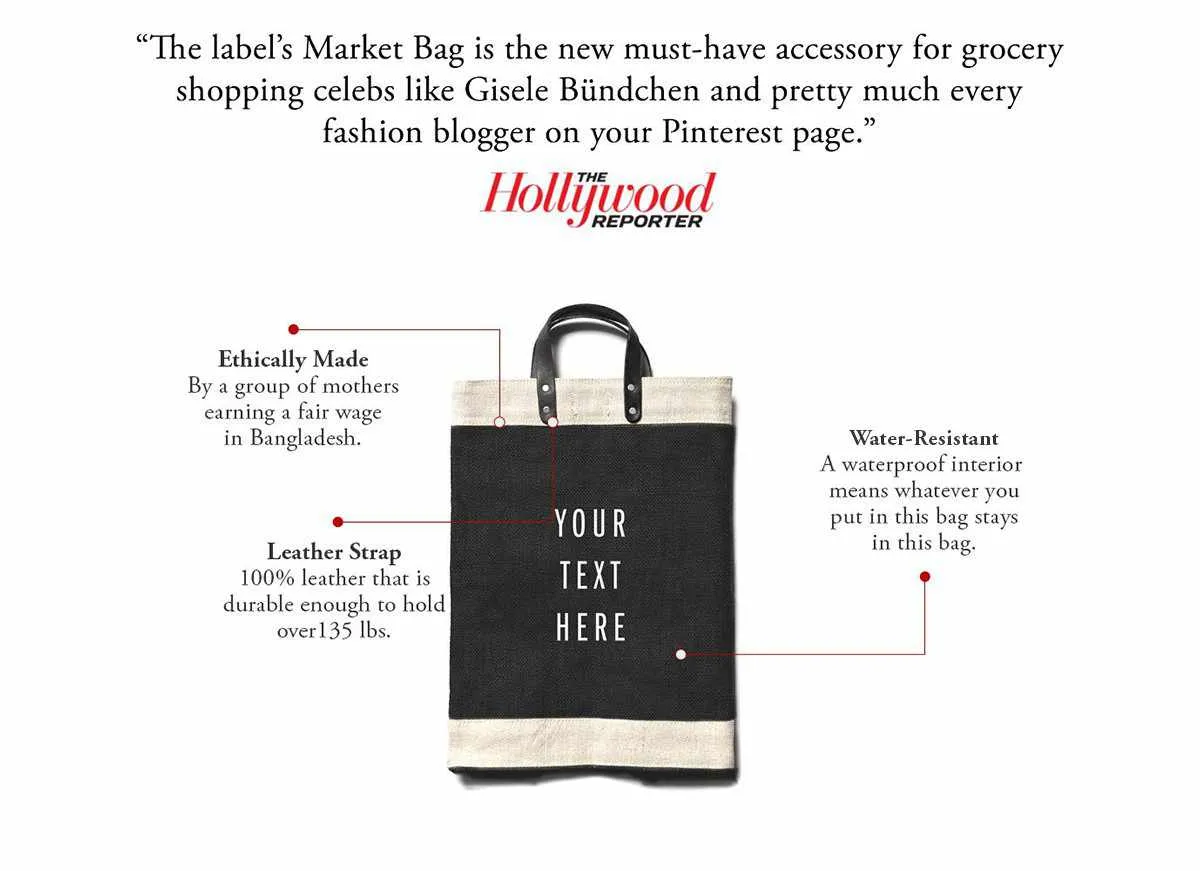 Customized Market Bag in Black - Wholesale