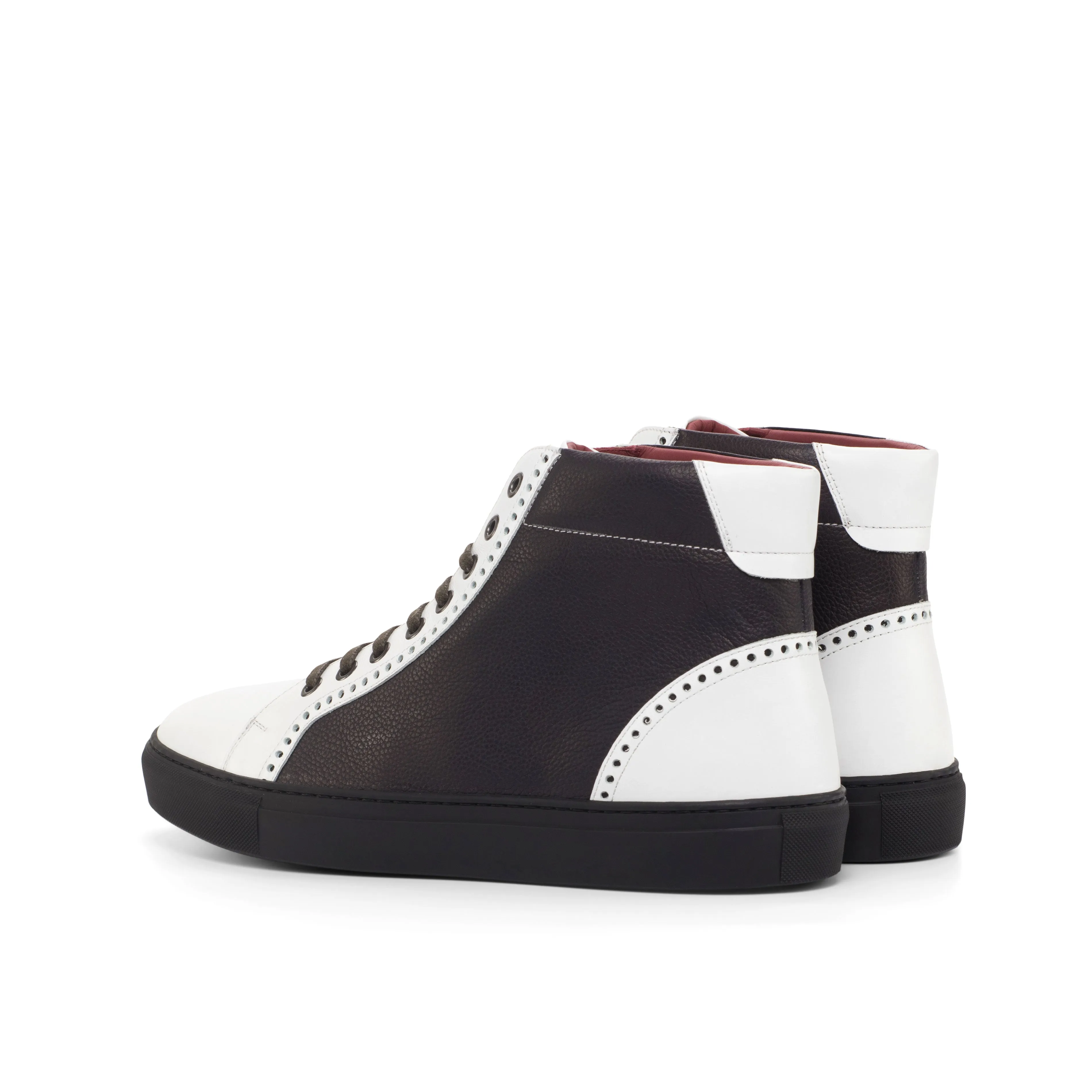 DapperFam Cadenza in Black / White Men's Italain Full Grain Leather High Kicks