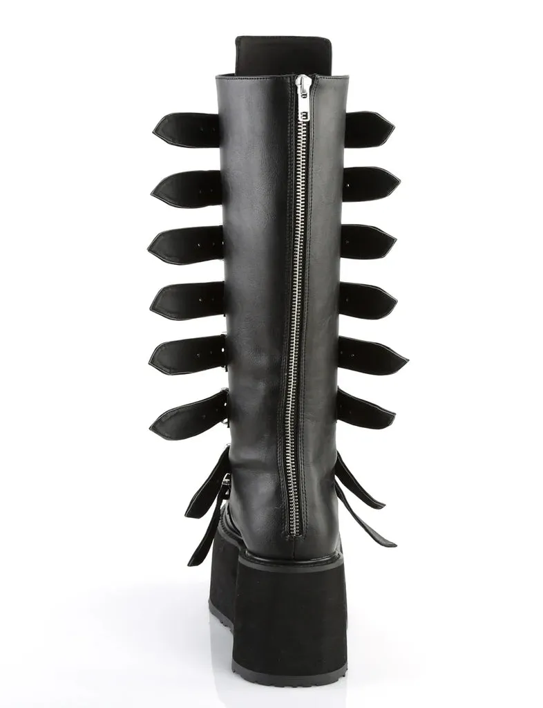 DEMONIA DAMNED 318 BOOTS - BLACK VEGAN LEATHER