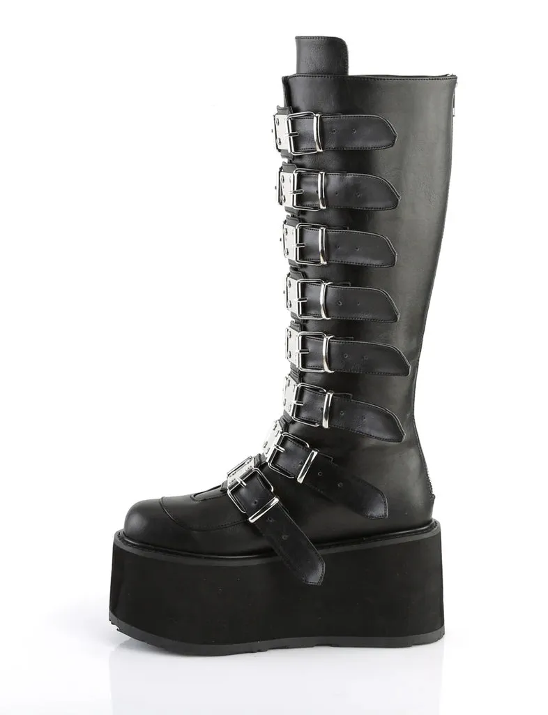 DEMONIA DAMNED 318 BOOTS - BLACK VEGAN LEATHER