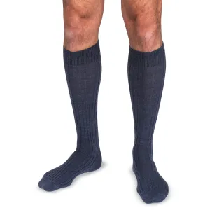 Denim Heather Merino Wool Over the Calf Dress Socks