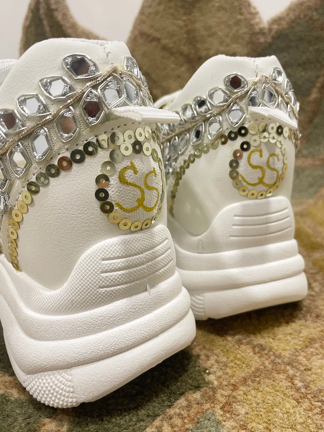 Detailed Mirror Work Zardozi Kanvas Sneakers