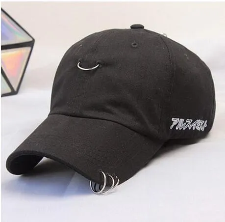 [Dexing] men cap  black unisex  Ring  hats  baseball cap men women snapback caps hip hop fashion  baseball cap with rings