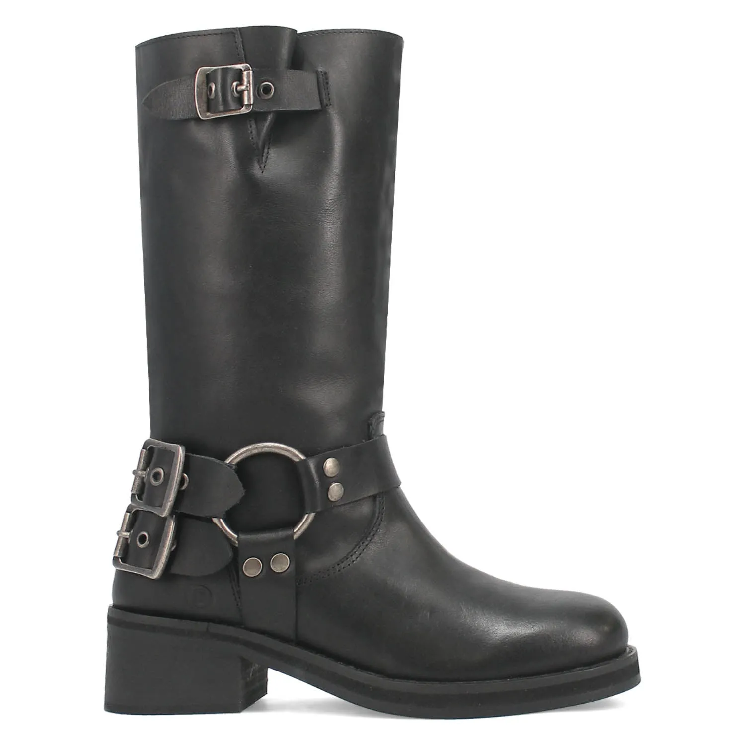 Dingo Womens Harlee Black Leather Motorcycle Boots