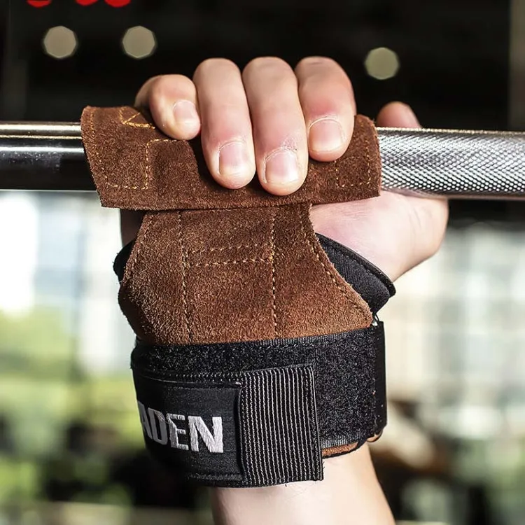 EADEN Pull-ups Booster Gloves Horizontal Bar Non-slip Wrist Assist Belt Fitness Bracer, Size:S(Cowhide)