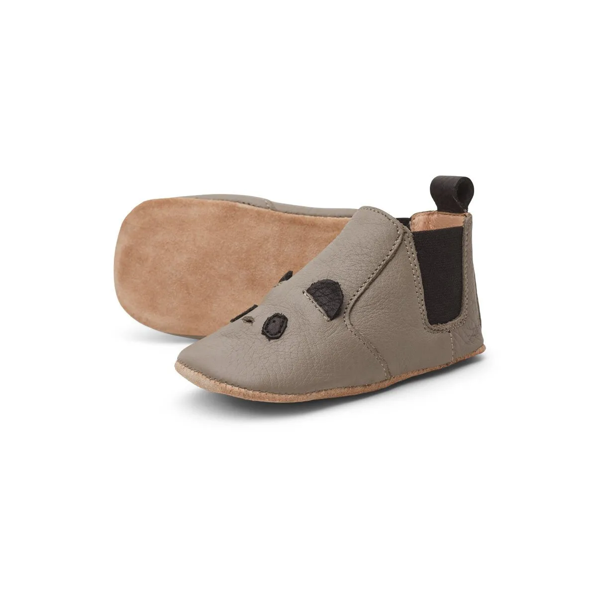 Edith Leather Slippers - Panda grey