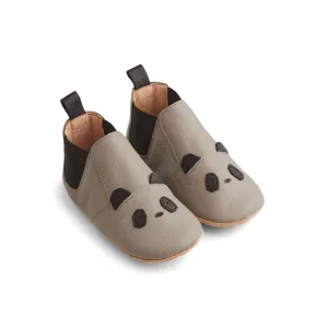 Edith Leather Slippers - Panda grey