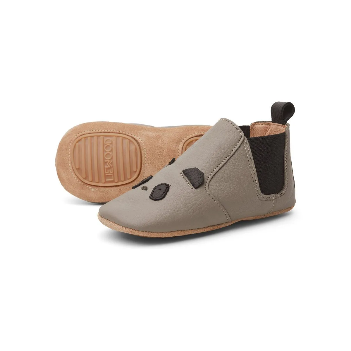 Edith Leather Slippers - Panda grey