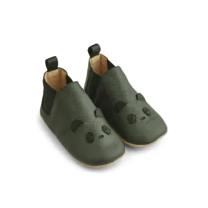 Edith Leather Slippers - Panda hunter green