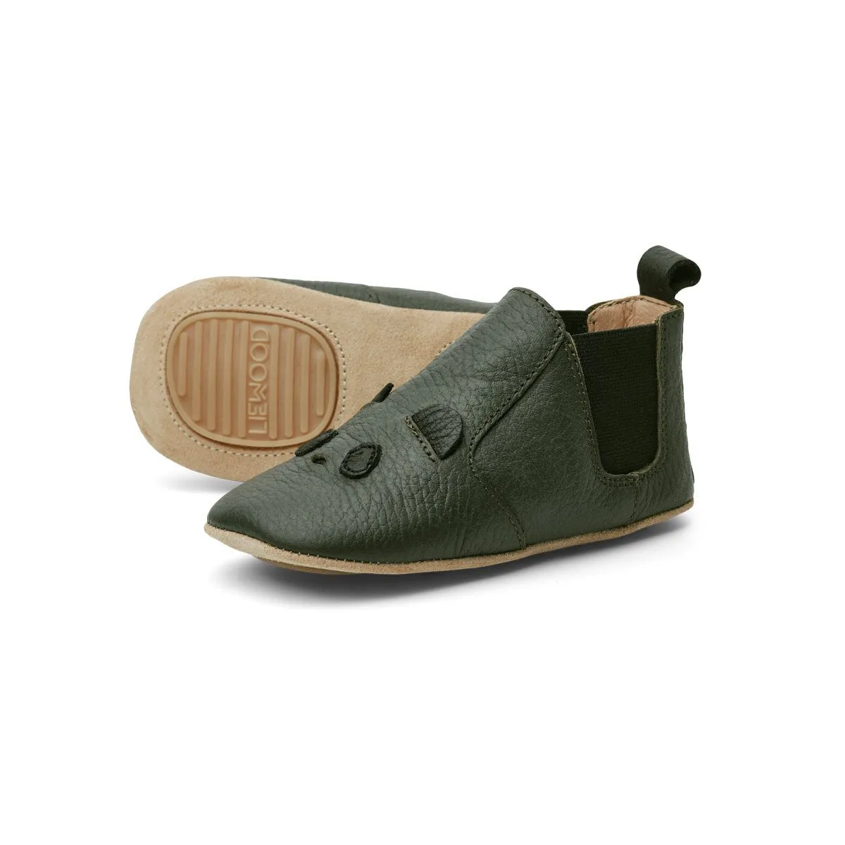 Edith Leather Slippers - Panda hunter green