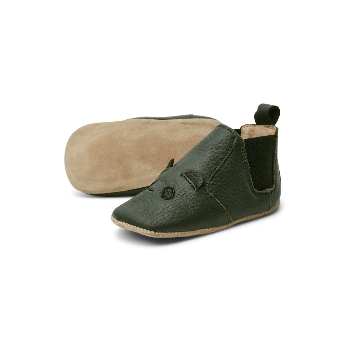 Edith Leather Slippers - Panda hunter green