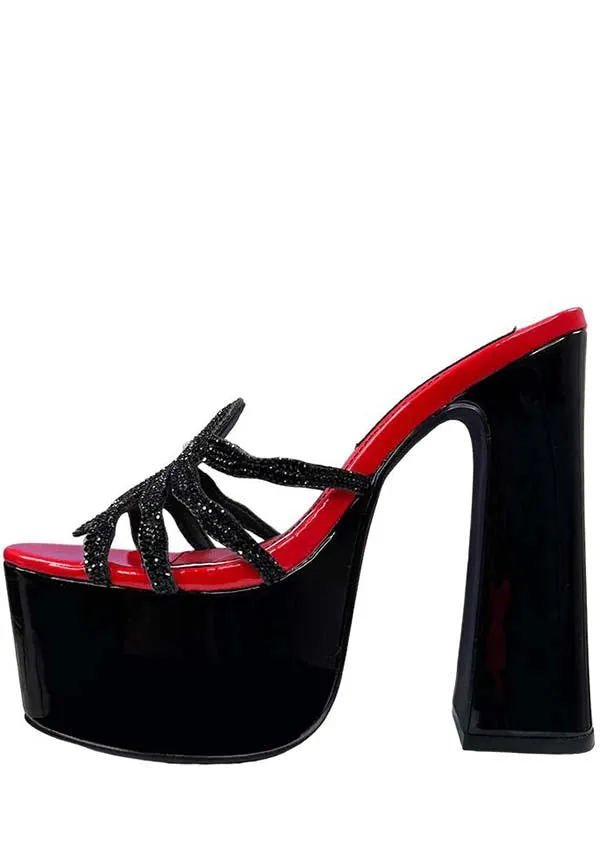 ELVIRA SPIDER [BLK/RD] | PLATFORM HEELS [PREORDER]