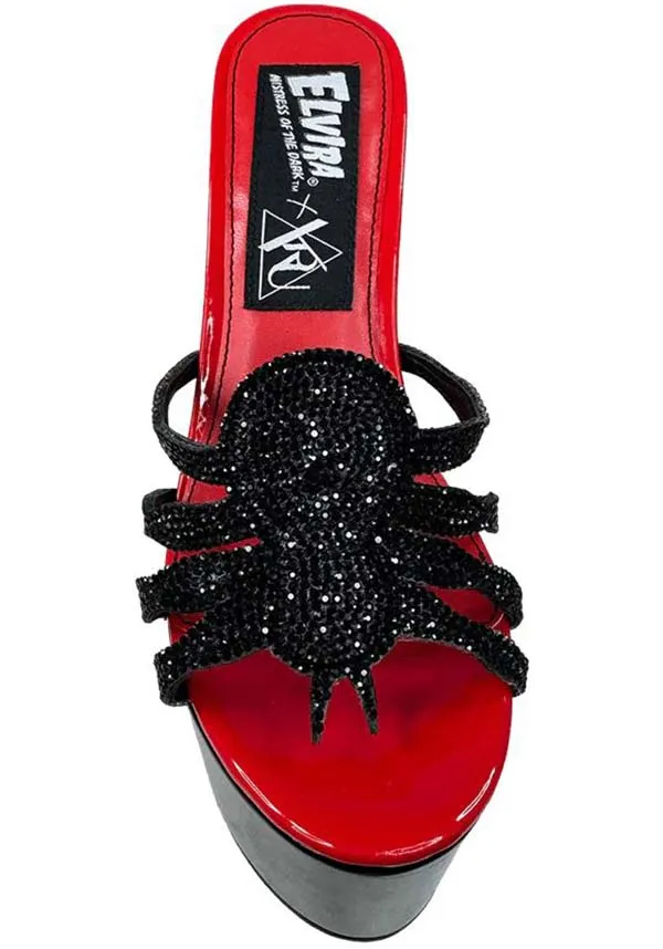 ELVIRA SPIDER [BLK/RD] | PLATFORM HEELS [PREORDER]