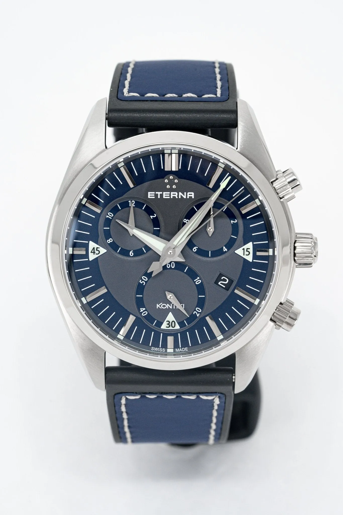 Eterna Watch Men's KonTiki Steel Blue Quartz Chronograph 1250.41.81.1303