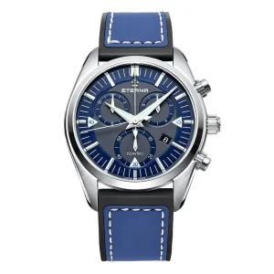 Eterna Watch Men's KonTiki Steel Blue Quartz Chronograph 1250.41.81.1303