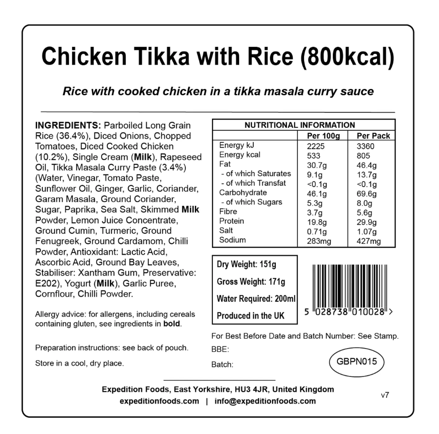 Expedition Foods Meal 800KCAL