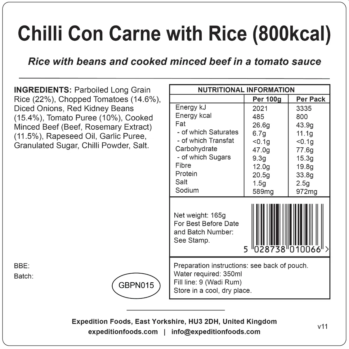 Expedition Foods Meal 800KCAL