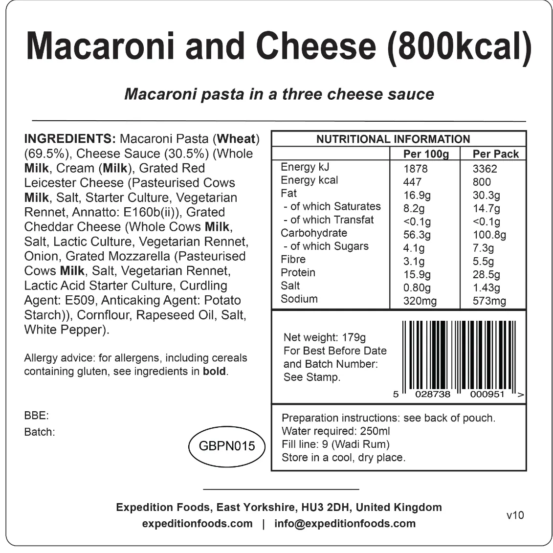 Expedition Foods Meal 800KCAL