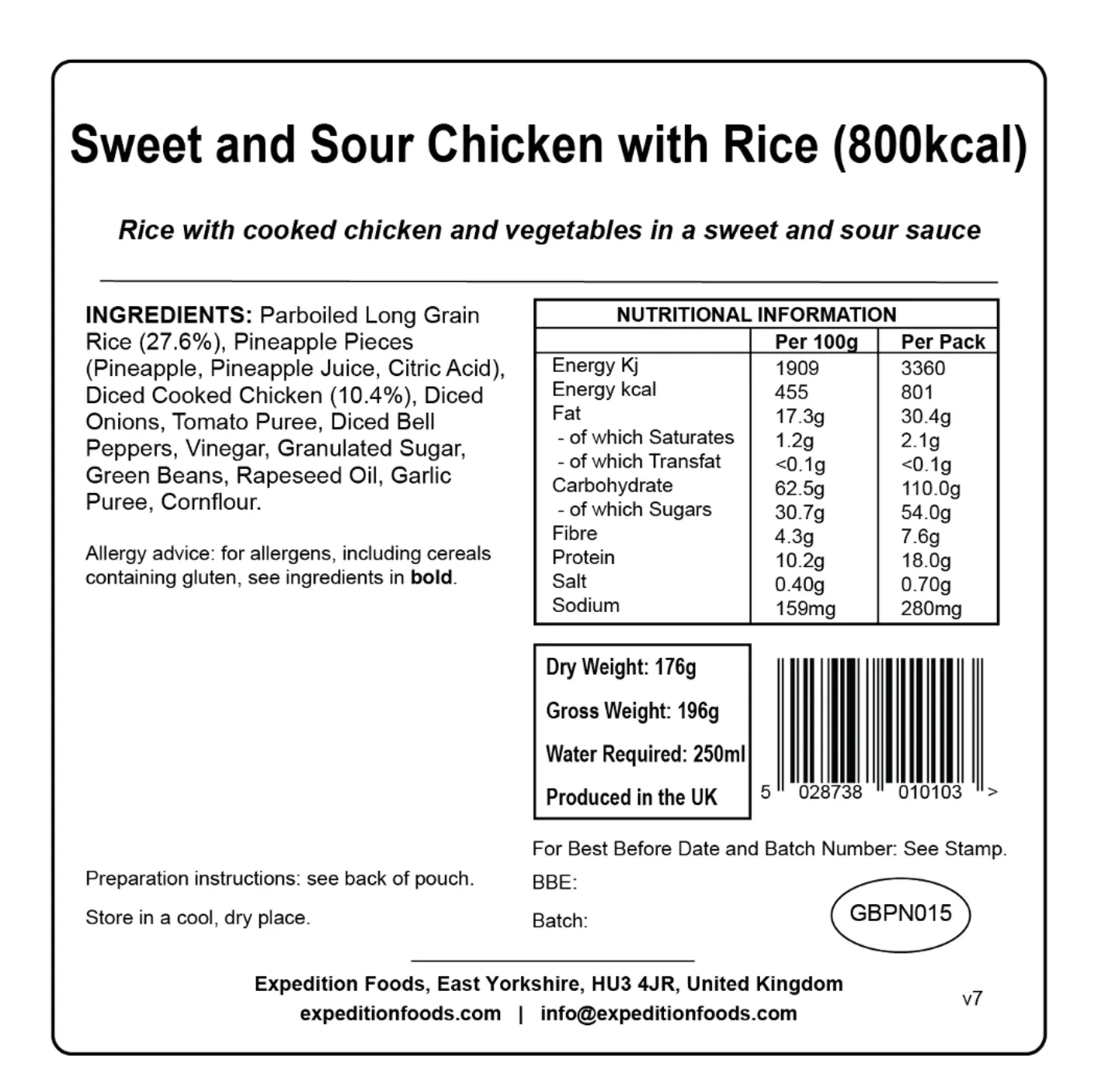 Expedition Foods Meal 800KCAL