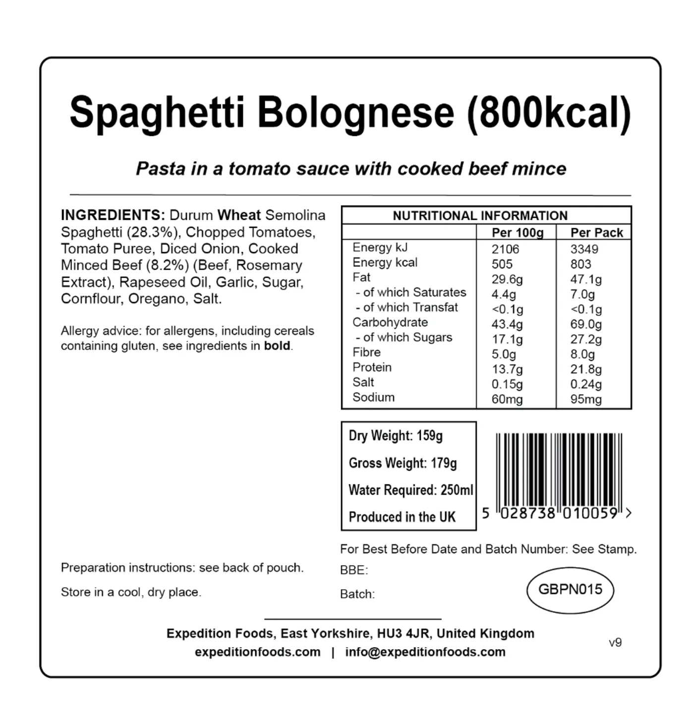 Expedition Foods Meal 800KCAL