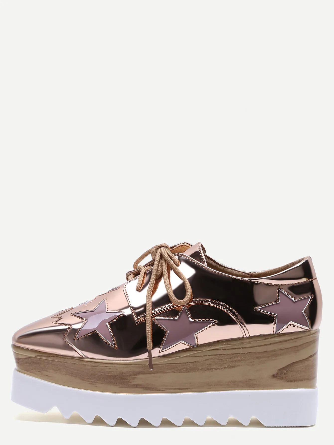 Fathion Rose Gold Star Patch Patent Leather