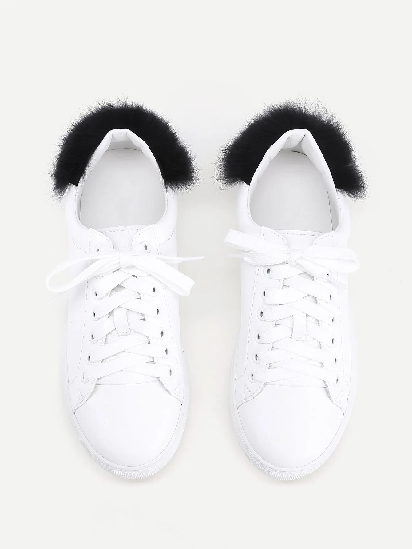 Fathion Round Toe Lace Up Sneakers With Faux Fur