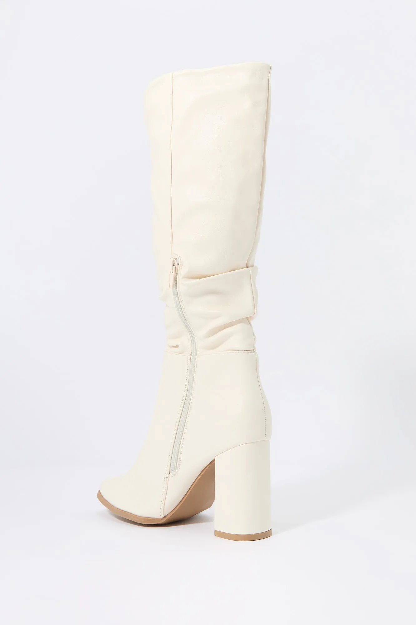 Faux Leather Slouchy Heeled Boot