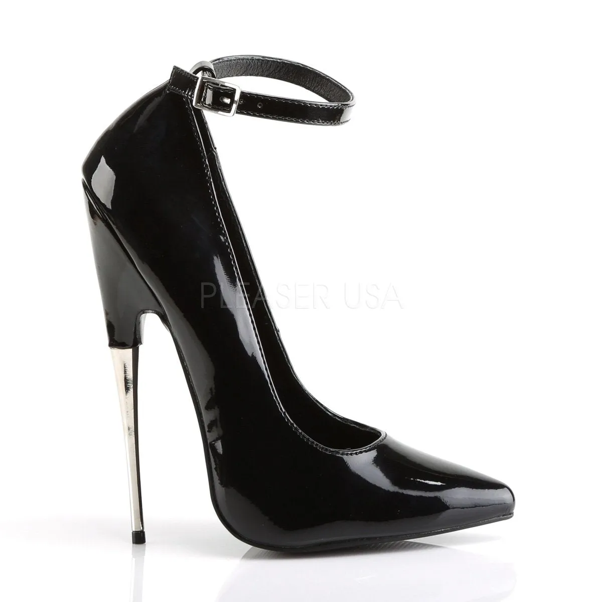 Fetish Ankle Strap Pump Shoes with Steel 6-inch Heels Red or Black SCREAM-12