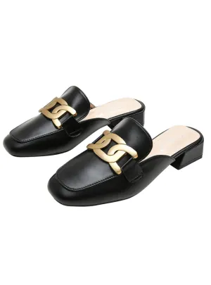 Flat-bottomed Metal Thick Heels Slipper