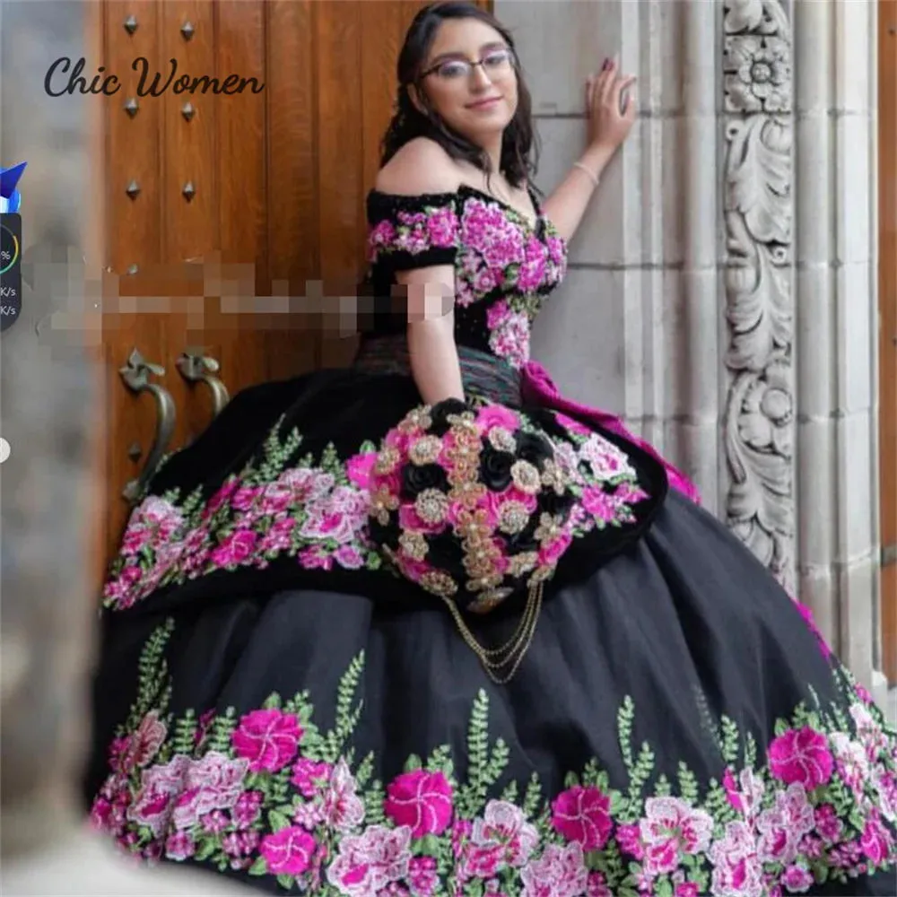 Floor Length off shoulder Applique Quinceanera Dress