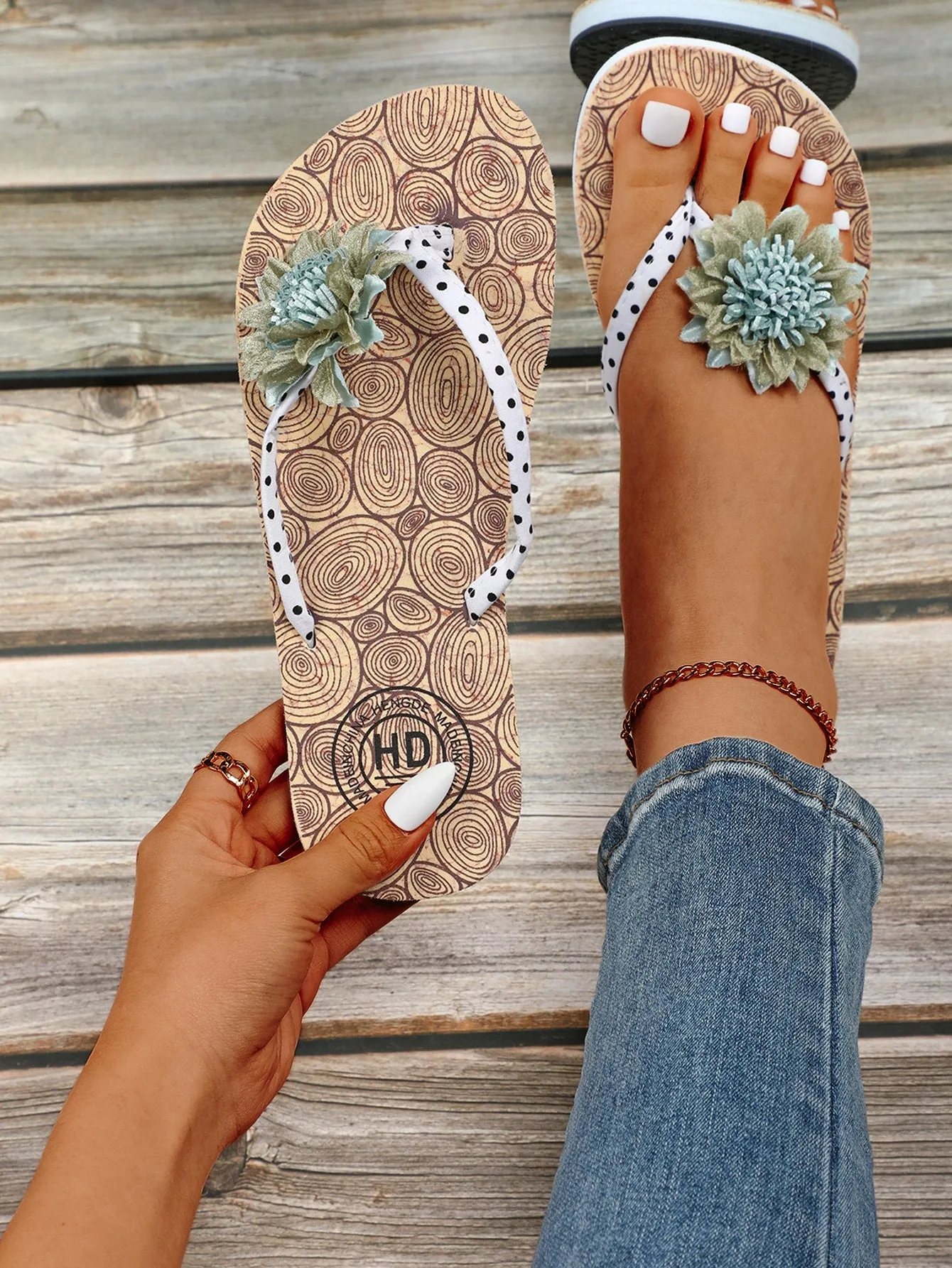 Flower Decor Flip Flops