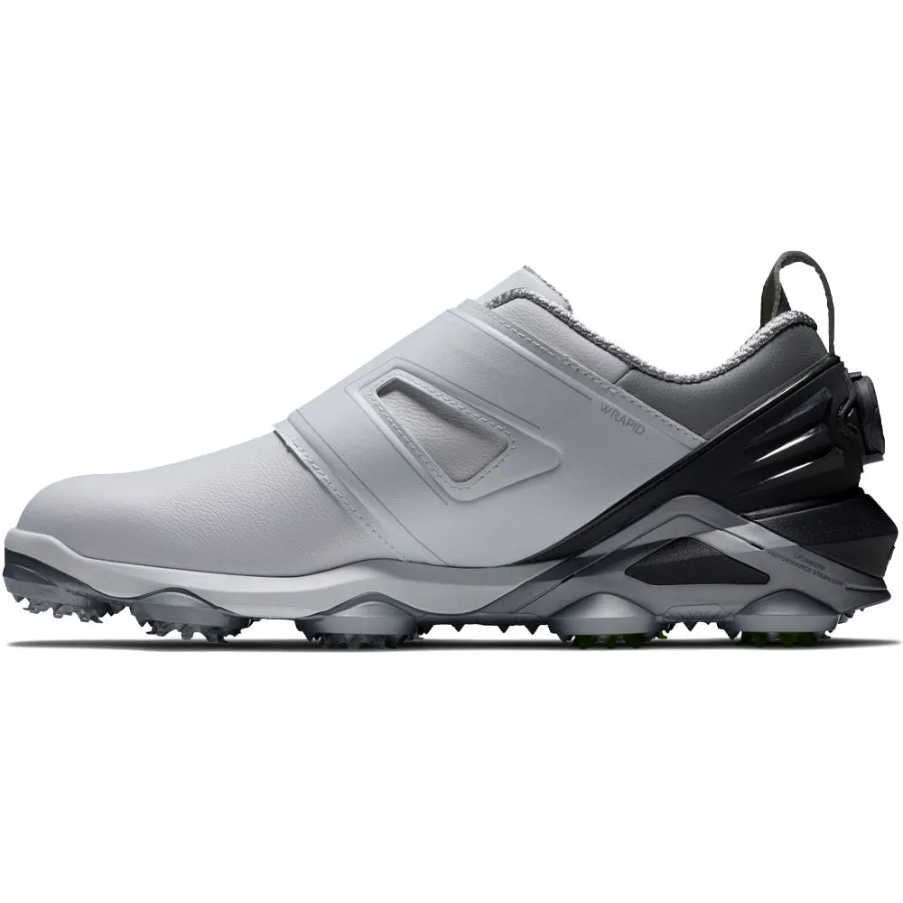 FootJoy Tour Alpha BOA Spiked Waterproof Shoes - White/Grey/Charcoal