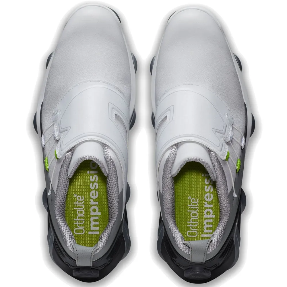 FootJoy Tour Alpha BOA Spiked Waterproof Shoes - White/Grey/Charcoal