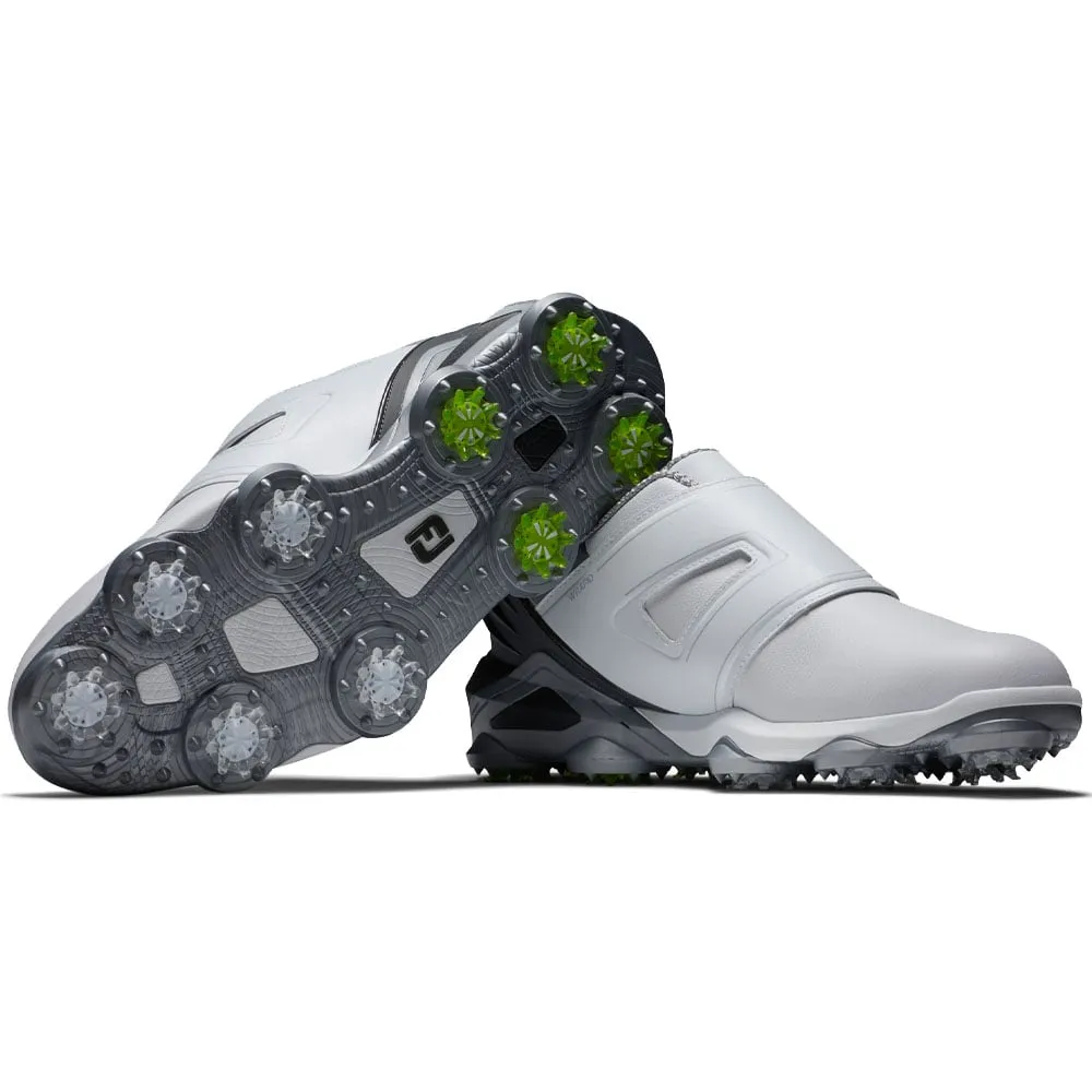 FootJoy Tour Alpha BOA Spiked Waterproof Shoes - White/Grey/Charcoal