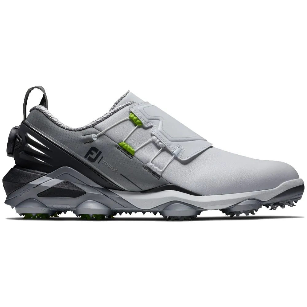 FootJoy Tour Alpha BOA Spiked Waterproof Shoes - White/Grey/Charcoal