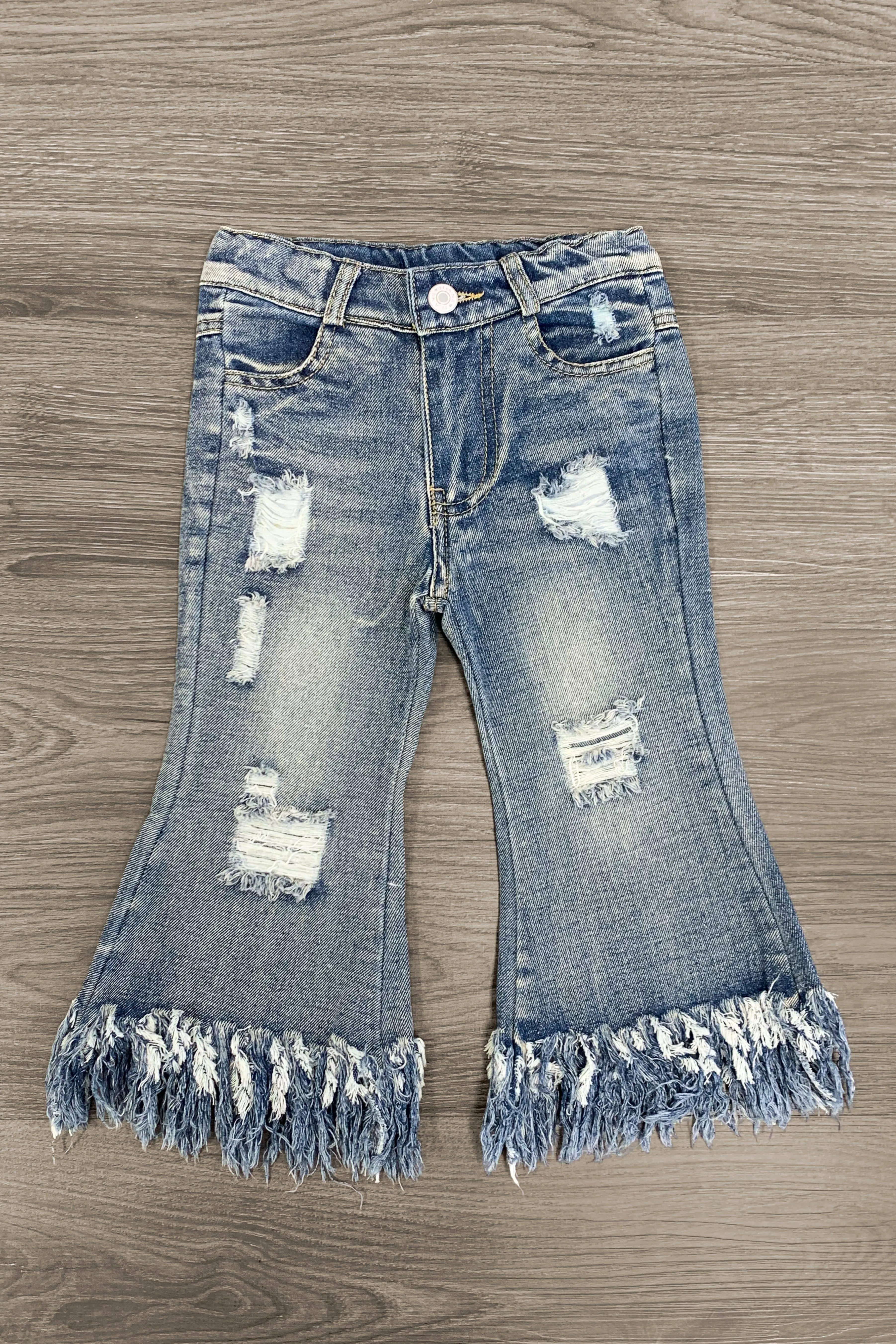 Frayed Distressed Denim Jeans