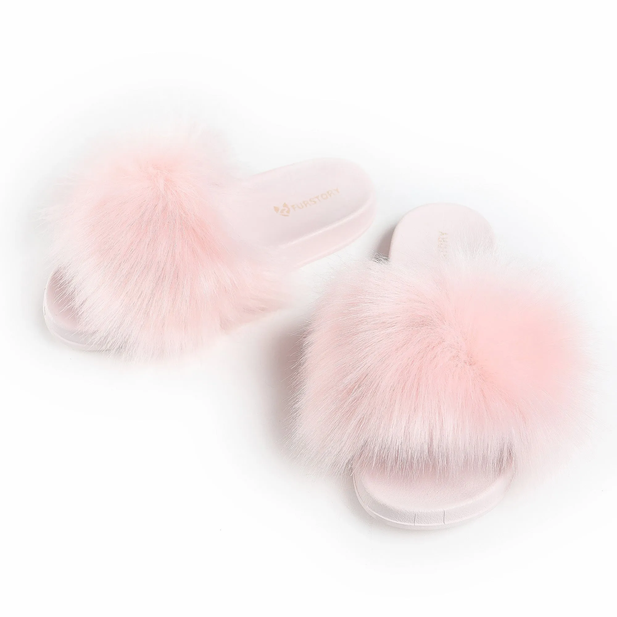 FS19S05 Faux Fur Slides Furry Slipper Sandals (Flat)