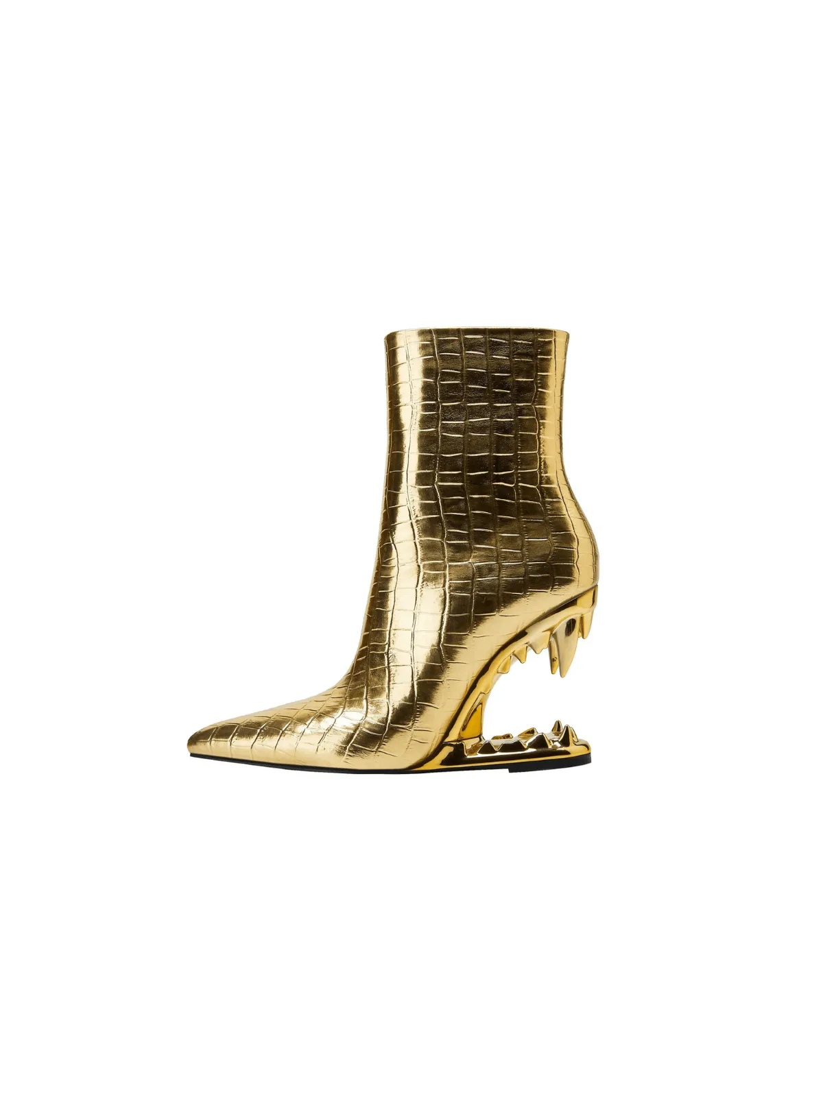 Gale Tiger Tooth Cutout Boots In Gold