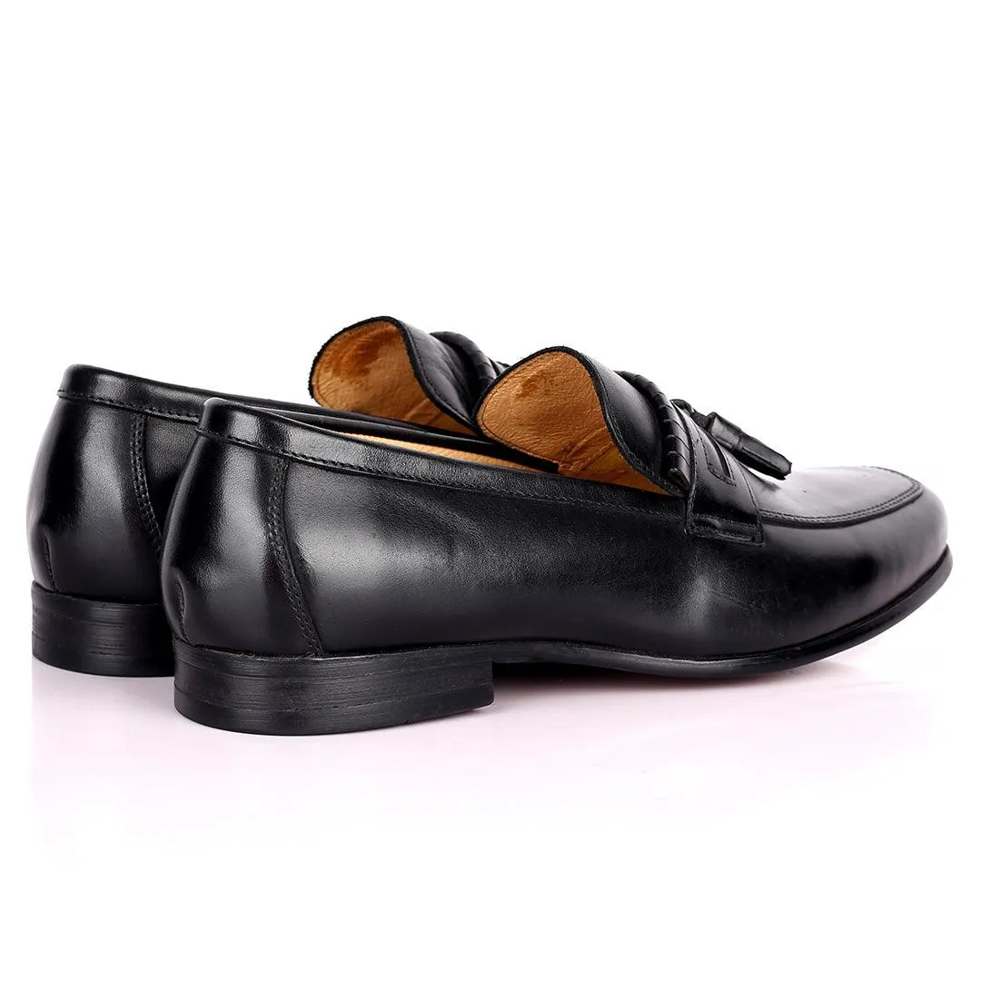 Gian Elegant Fringe Designed Loafers Shoe - Black