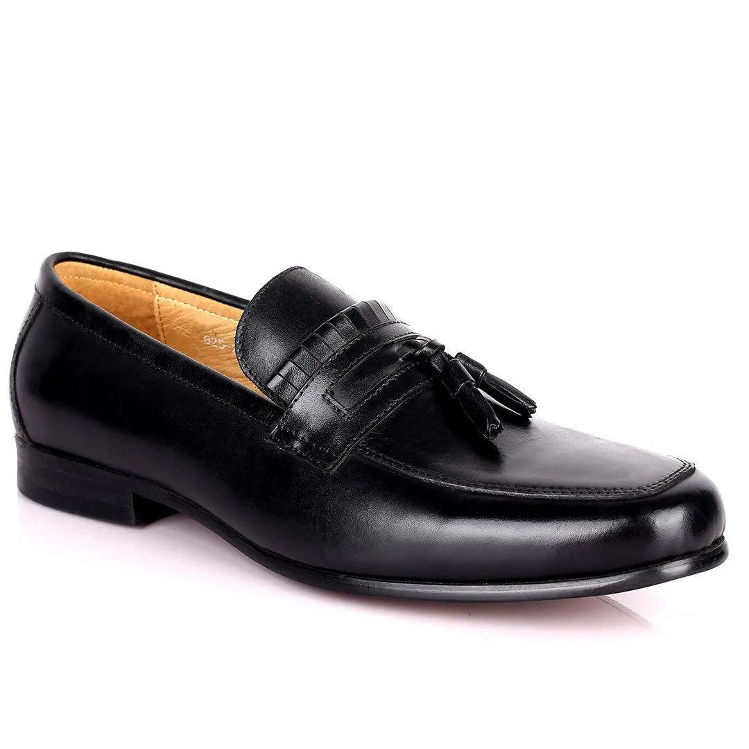 Gian Elegant Fringe Designed Loafers Shoe - Black