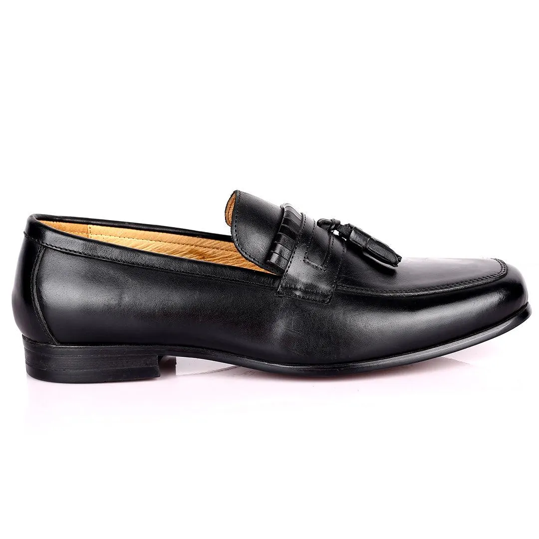 Gian Elegant Fringe Designed Loafers Shoe - Black