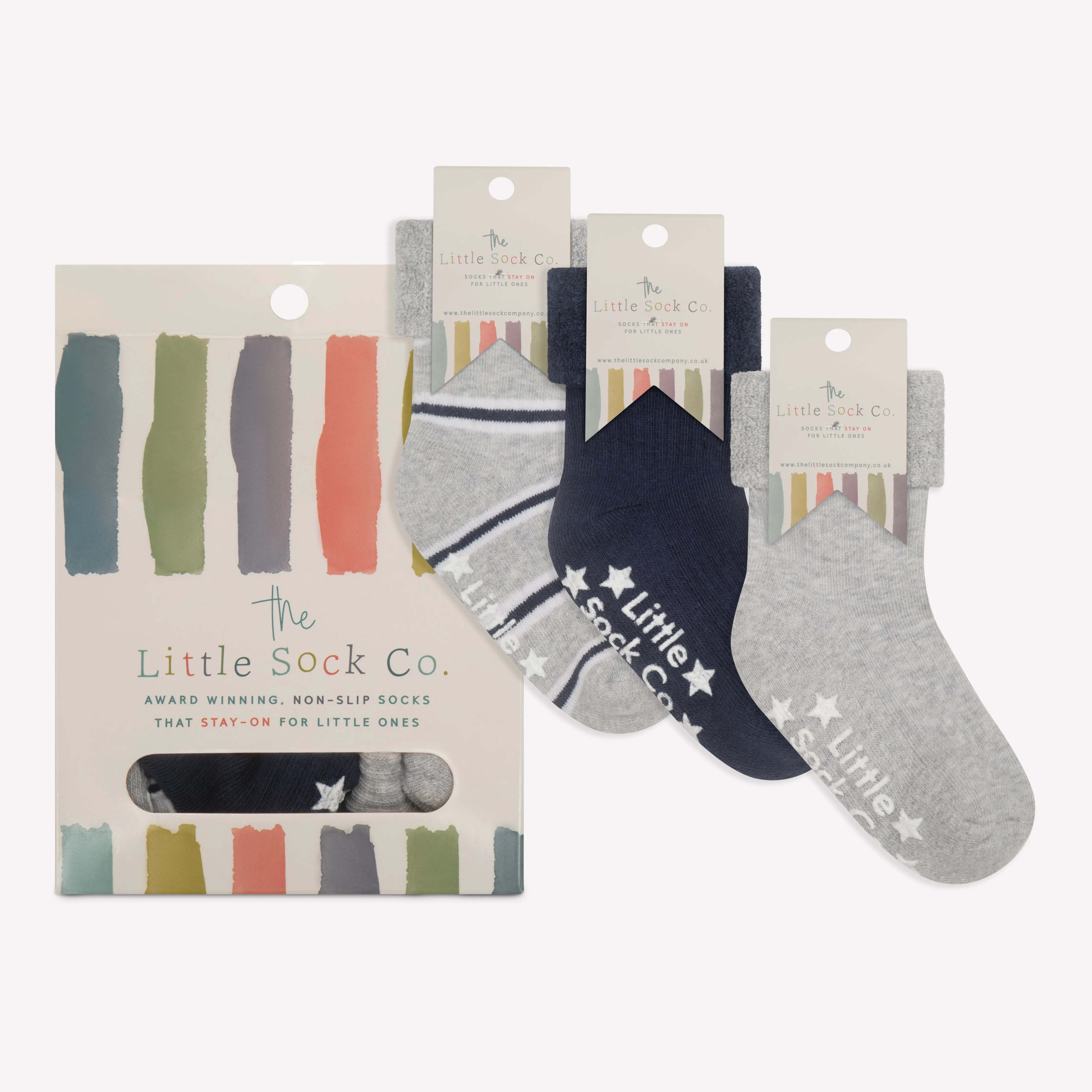 Gift Box of Socks - 3 Pairs of Cosy Non-Slip Stay-on Socks