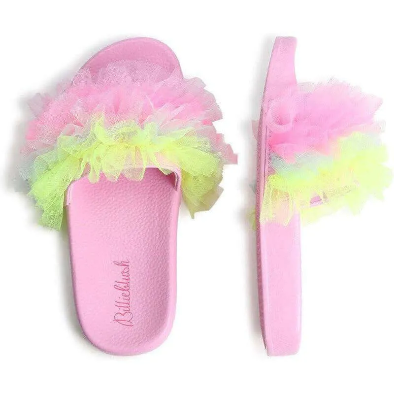 Girls Ruffle Tulle Slides