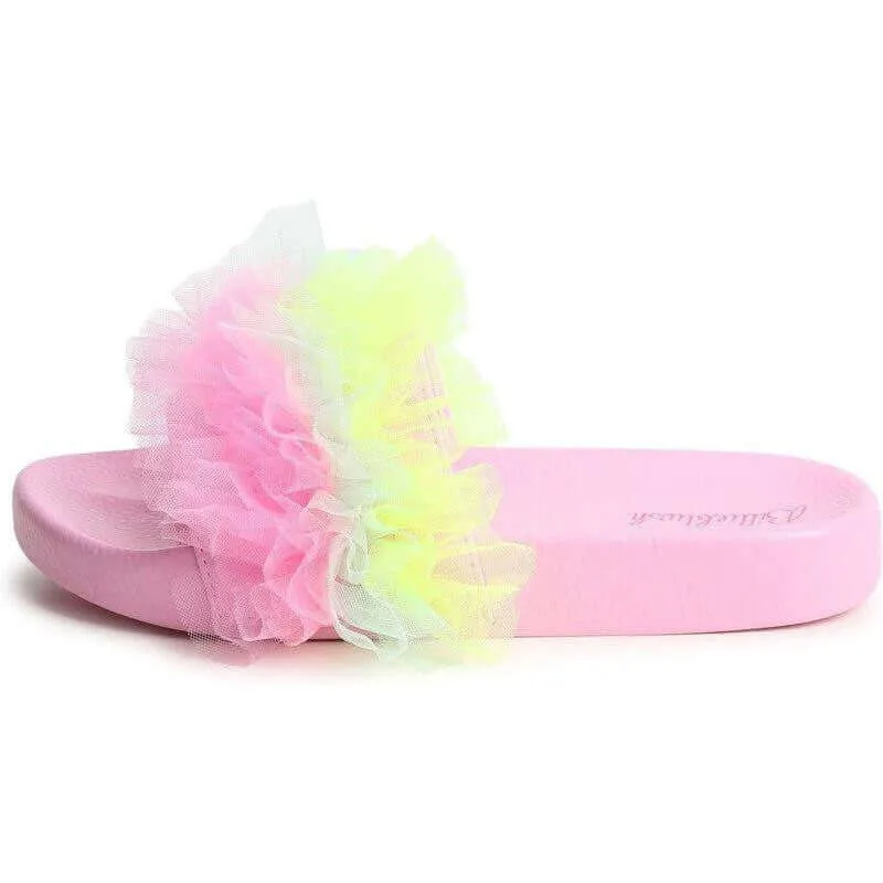 Girls Ruffle Tulle Slides