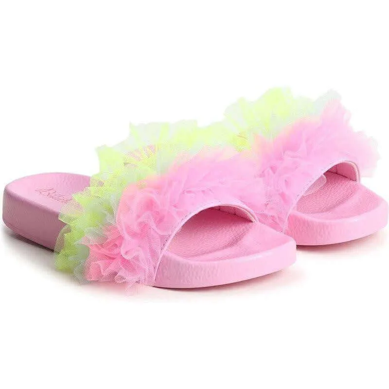 Girls Ruffle Tulle Slides