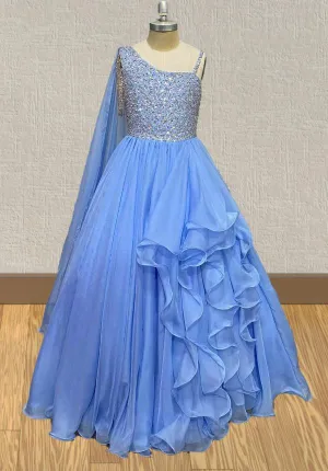 Glitter Beaded Bodice Stunning Long Ball Gown for Flower Girls