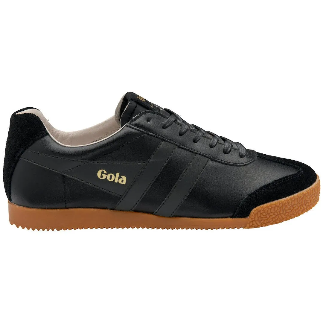 Gola Harrier 001 Mens Black Leather Lace Up Trainers