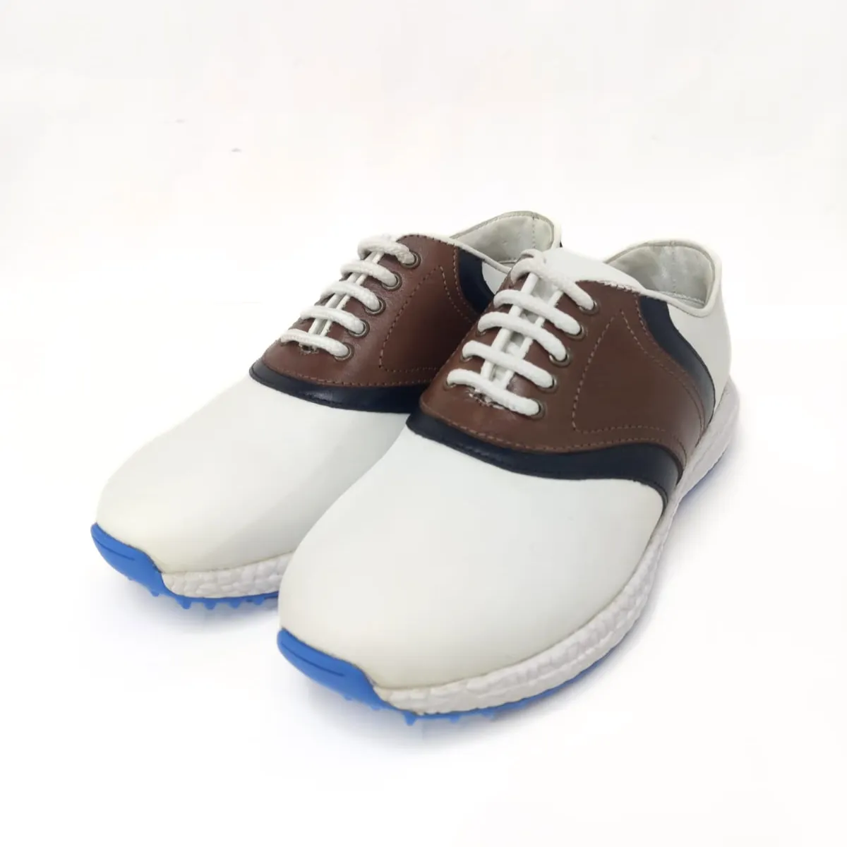 GolfBasic Drive Comfort White-Brown Spikeless Golf Shoes