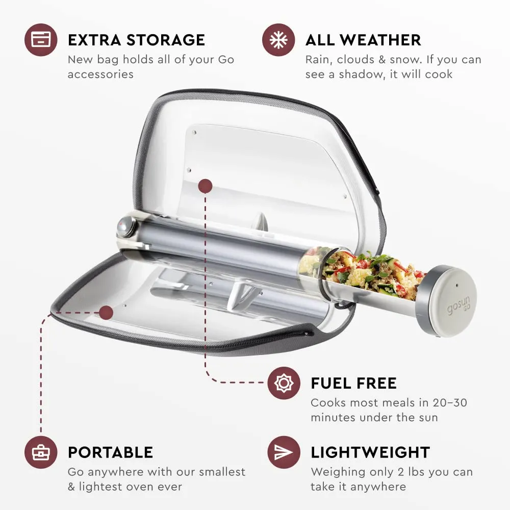 GOSUN Go Portable Camping Stove for 0.9 L Food | Effortless Outdoor Cooking with Fusion Solar Oven | Patented Solar Cooking Technology | Solar Oven Ideal for Hiking & Camping | Silver