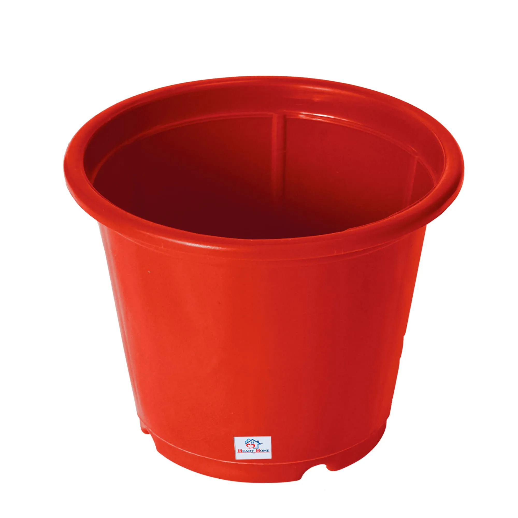 Heart Home Plastic Planters|Gamla|Flower Pots for Garden Nursery Home Décor,8"x6",Pack of 8 (Red)